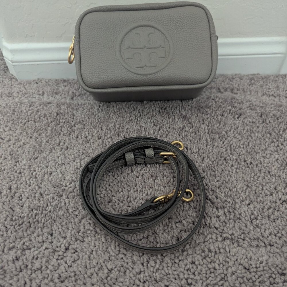 Tory Burch Perry Bombe Mini Crossbody Bag in Gray Heron